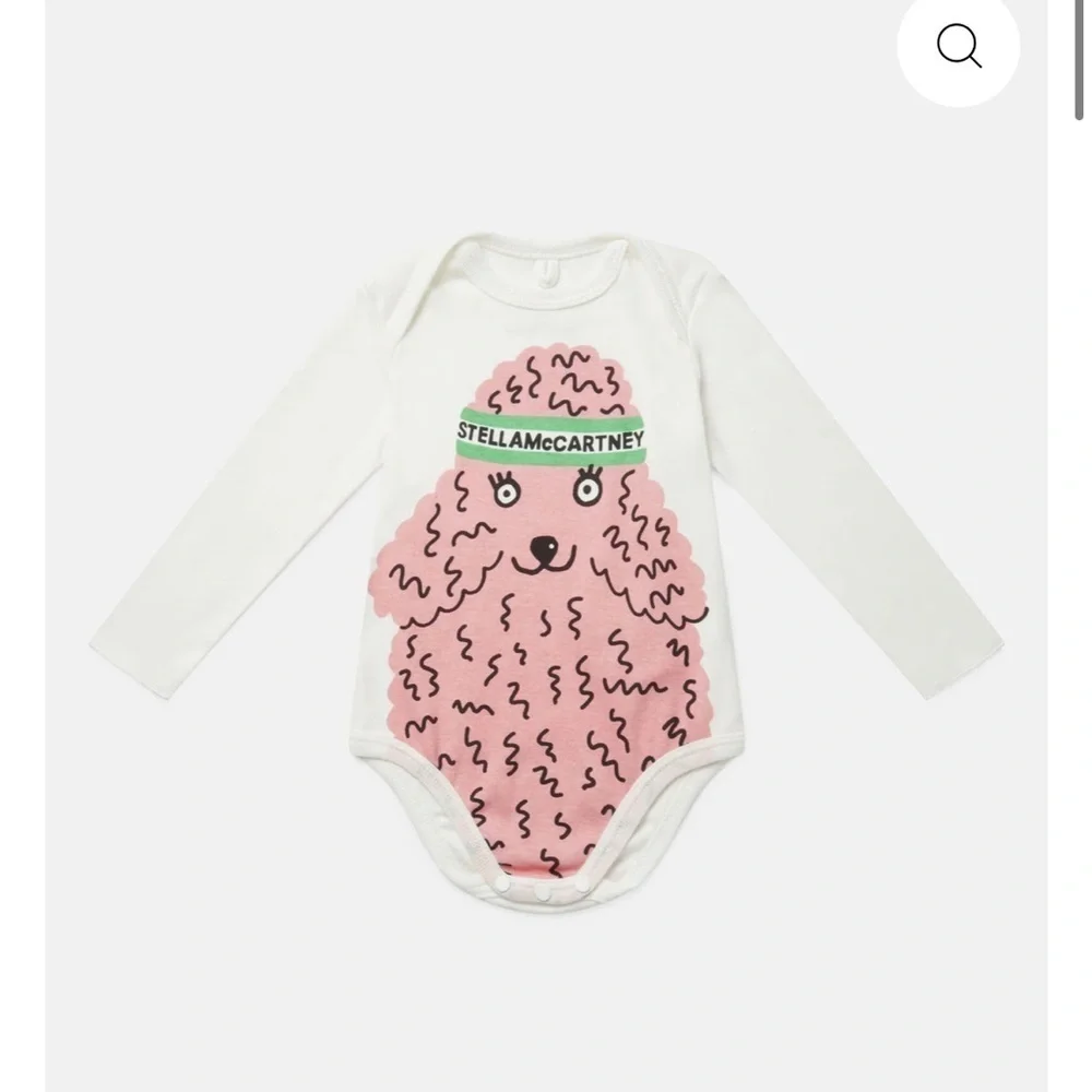 Stella McCartney Kids Pink and Yellow Footies. Baby girl poodle bodysuit and rom
